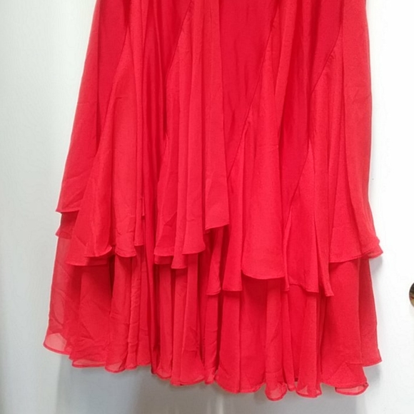 Very Fine Red Long Practice Skirt for Ballroom - Picture 7 of 8